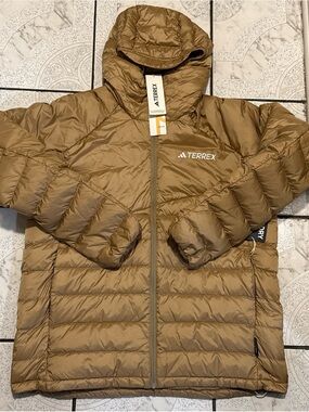 New Adidas Terrex XPERIOR Climawarm+ Down Hooded Jacket Men’s Size Large JL5561